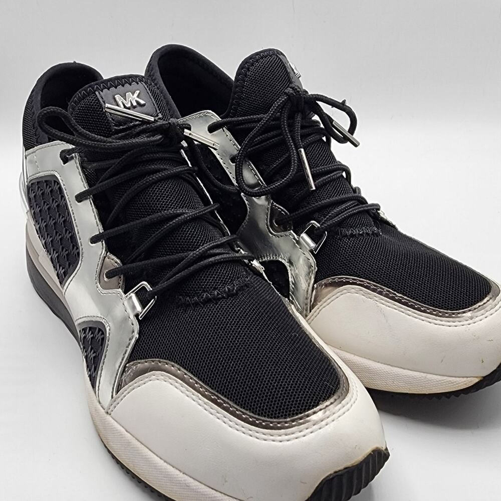 Michael Kors leather and mesh wedge Liv Sneakers, Size 9